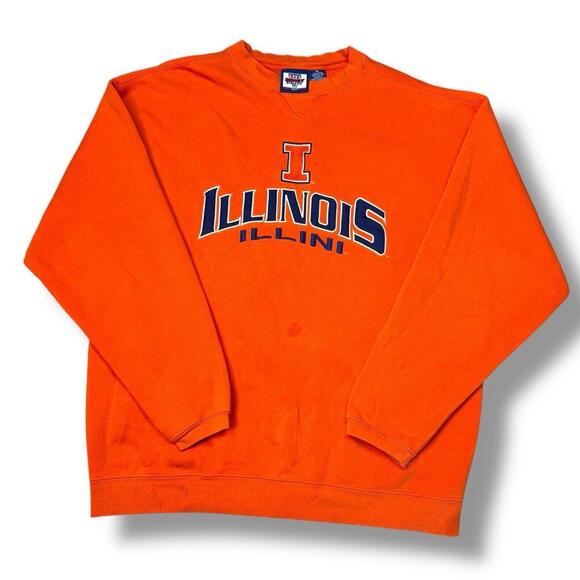 VTG Varsity Athletic Illinois Fighting Illini Sweatshirt XL Orange College Retro - Picture 1 of 9